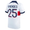 Officiële Voetbalshirt Paris Saint-Germain N.Mendes 25 Uit 2023-24 - Heren